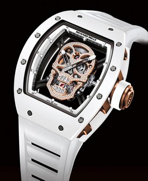 Review Replica Richard Mille RM 052 white Ceramic skull Toutuo flywheel watches prices - Click Image to Close